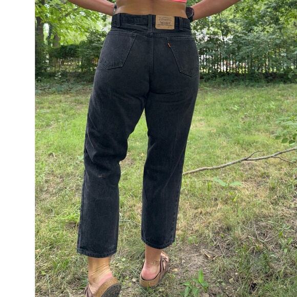 VTG 90s Levi's 550 Black Relaxed Fit Jeans Orange Tab Husky TAG 36x29 FIT 32x26 - Picture 2 of 13